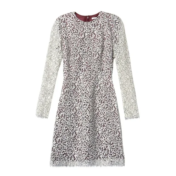 Carven | Dresses | Carven White Lace Long Sleeve Dress With Red Lining Size  84 | Poshmark
